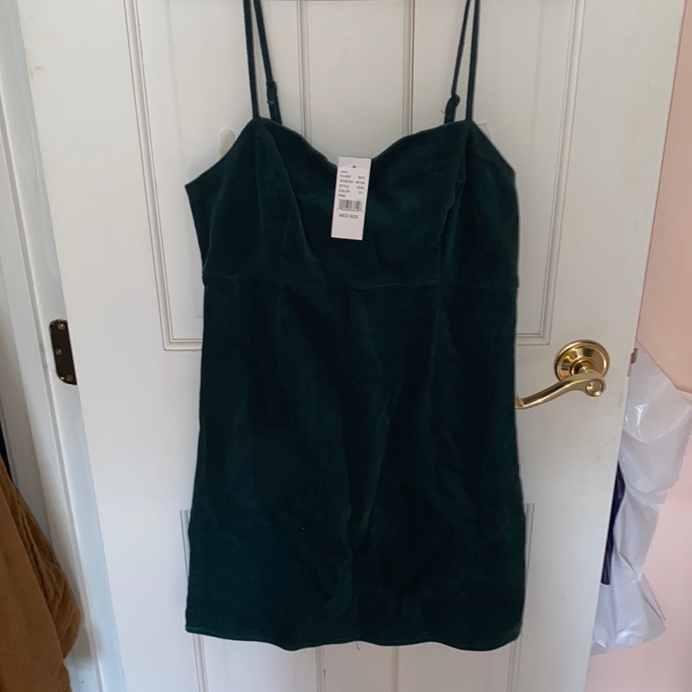 Emerald green corduroy dress